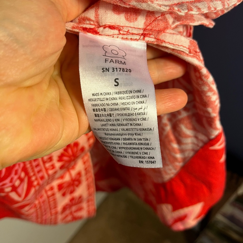 FARM Rio Red and Pink Floral Midi Dress size Small - Picture 6 of 7